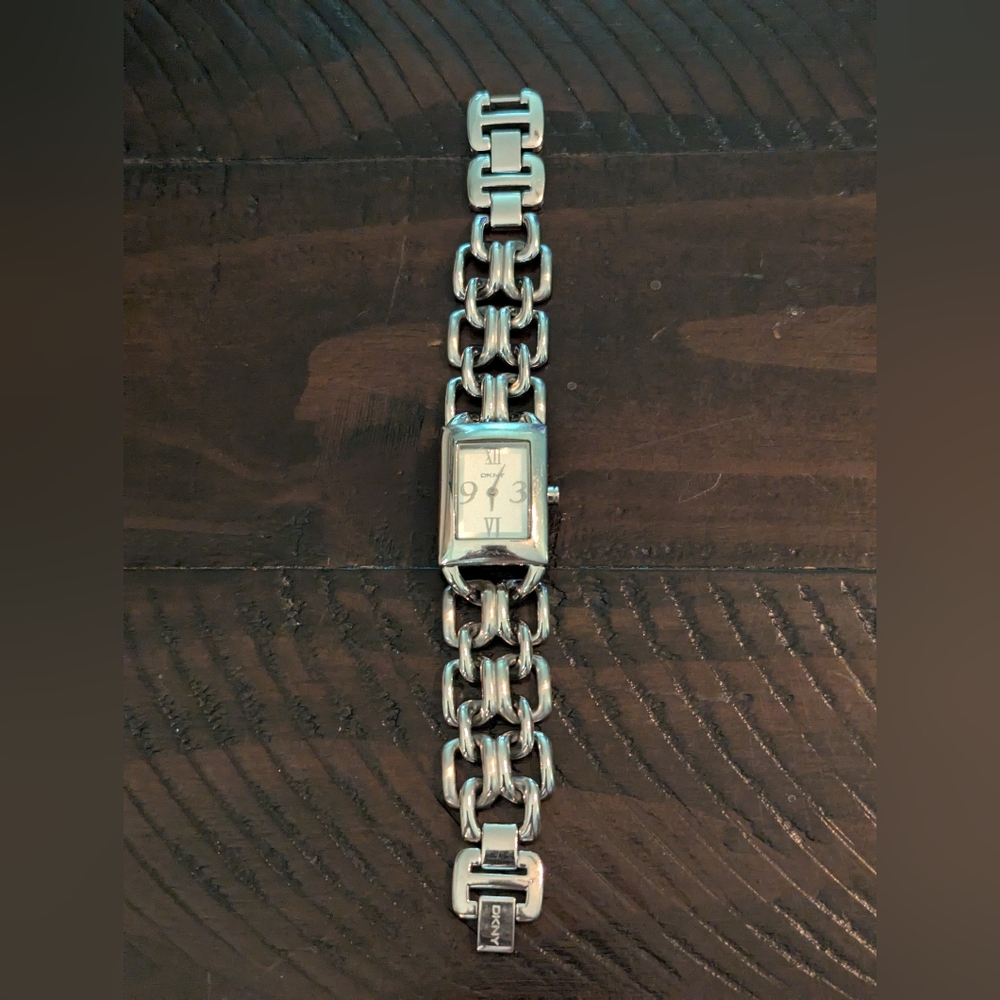 Dkny Silver Rectangular Chain Watch - image 2